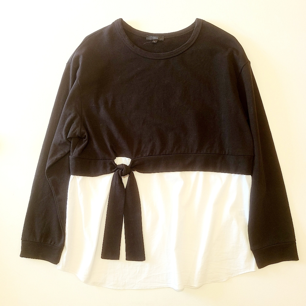 Anthropologie Drew Black and White Combo Tie Top EUC